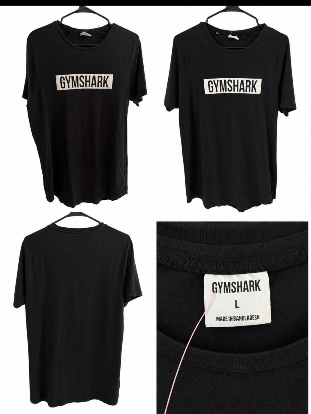 Gymshark Black Short-Sleeve Tee with Contrast Chest Logo